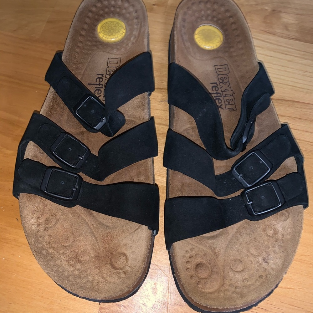 Dexter Reflex sandals black 3 straps leather upper
